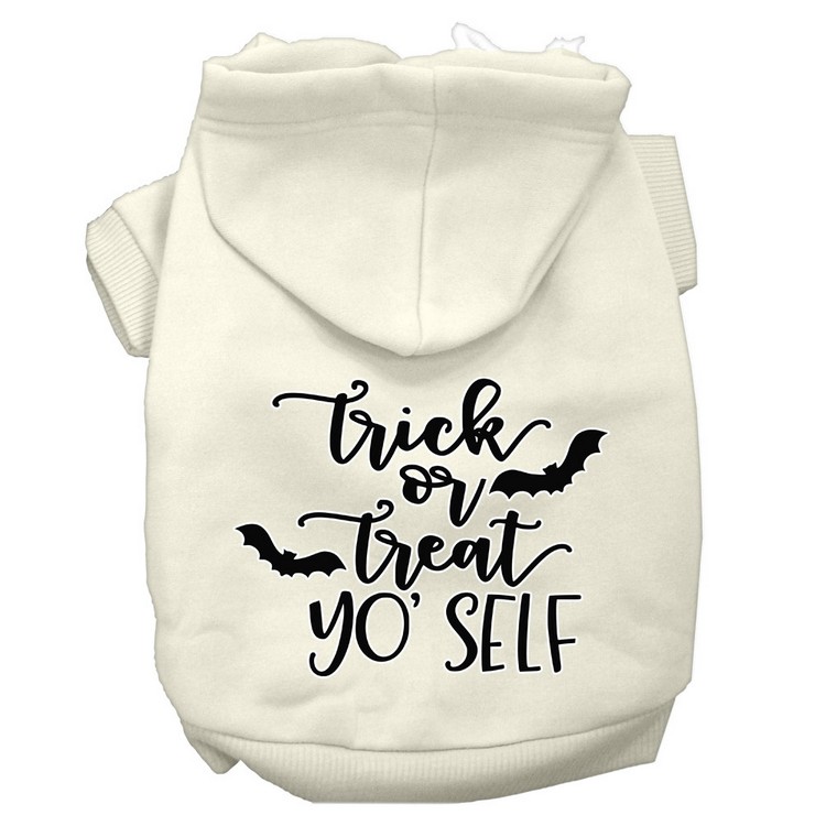 Trick or Treat Yo' Self Screen Print Dog Hoodie Cream XXXL